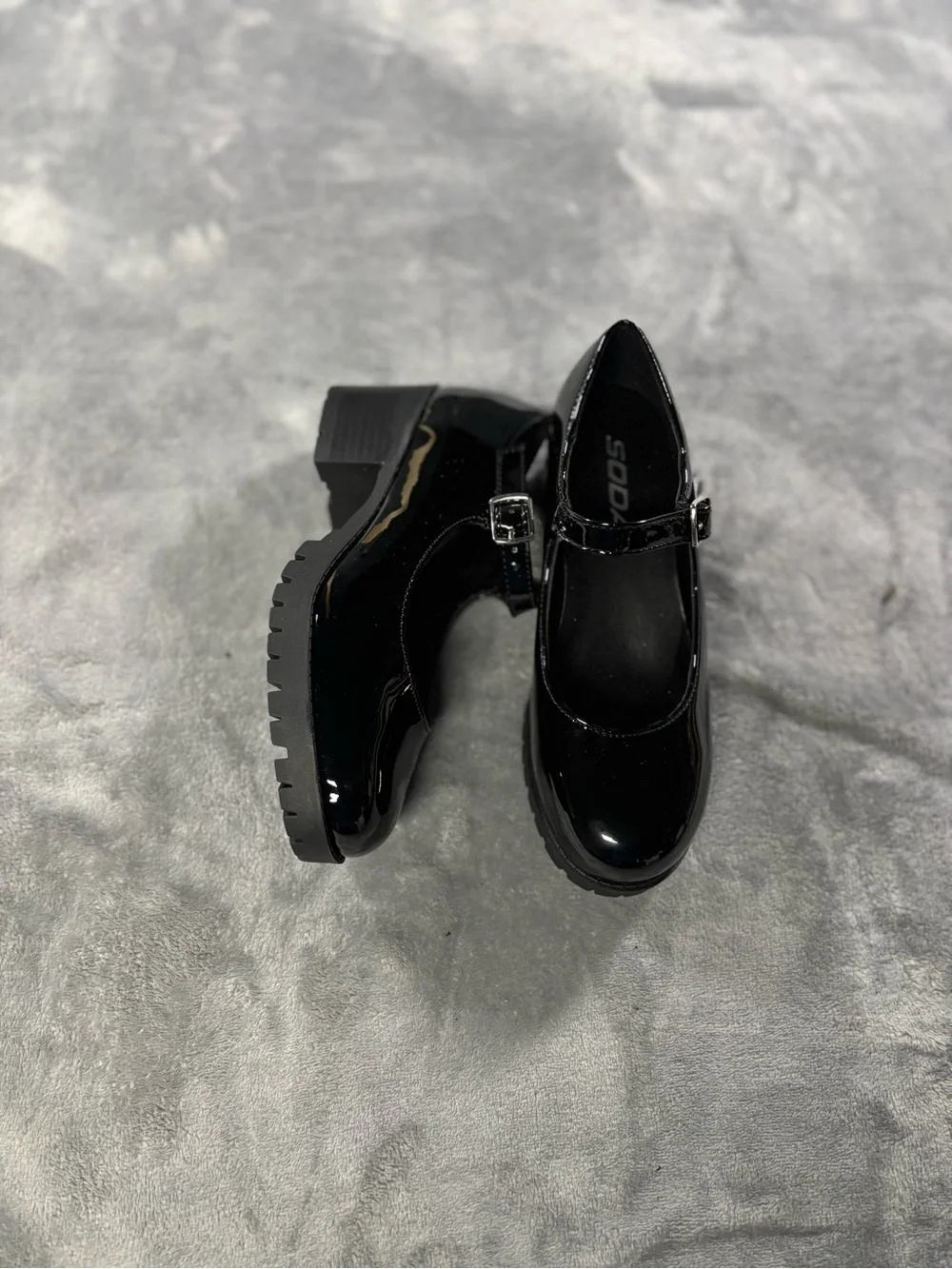 Soda Black Patent Mary Jane Strap Shoes